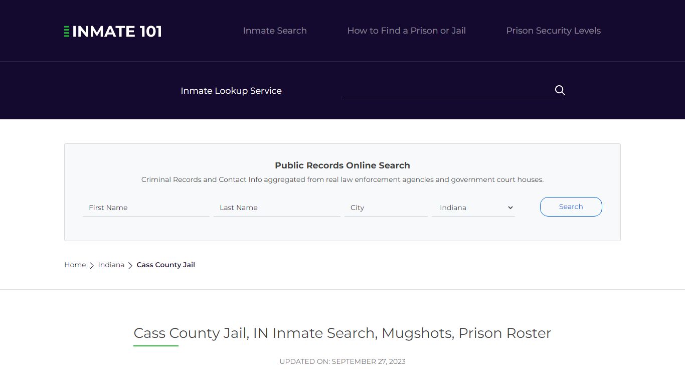 Cass County Jail, IN Inmate Search, Mugshots, Prison Roster